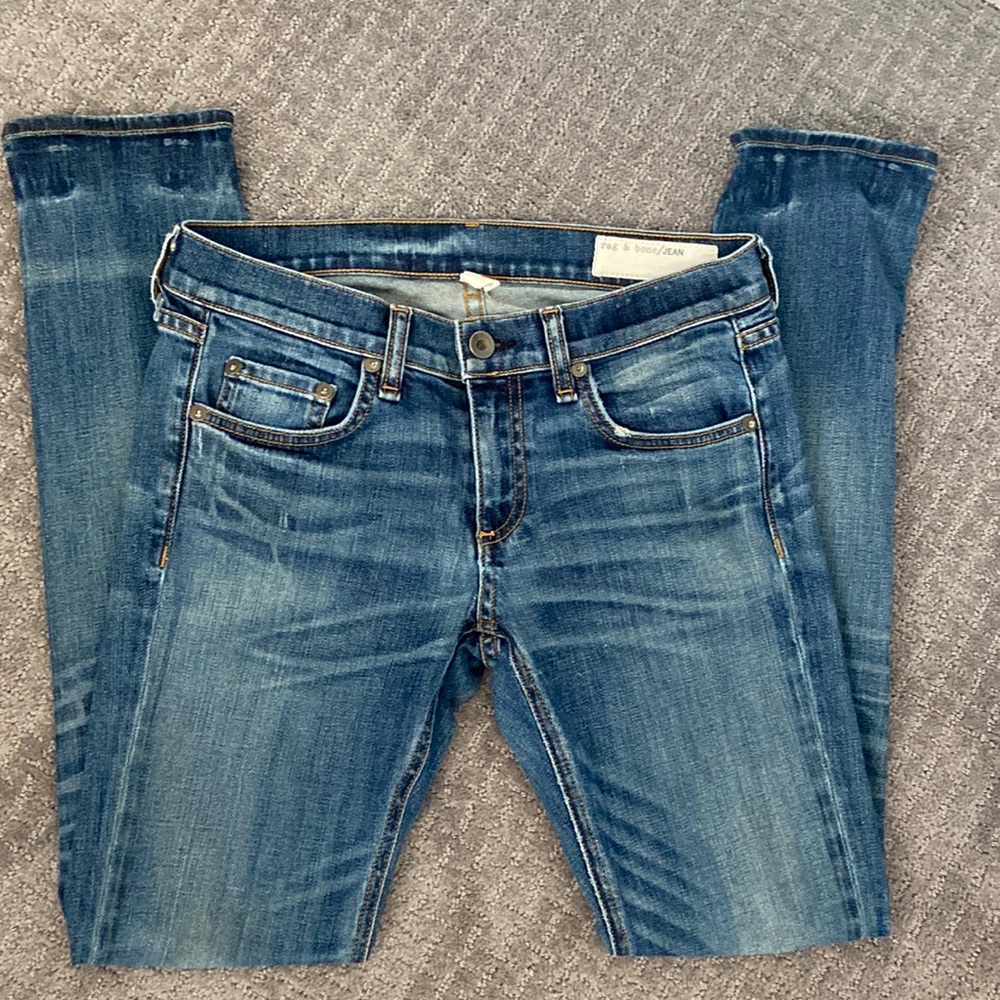 Rag & Bone distressed straight leg ankle jeans - women’s